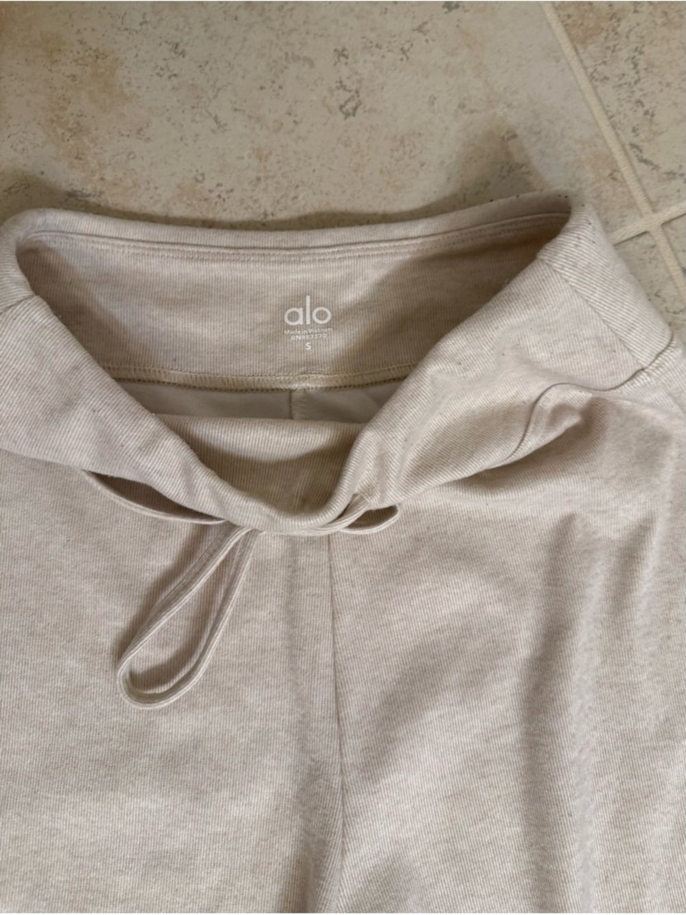 Alo Wide Leg Drawstring Sweatpants in Light Beige - Picture 2 of 2